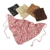 A fashionable spring and autumn thin women's hat with hollowed-out, hand-stitched sequined triangular scarf, waistband and cotton thread headscarf Item Picture
